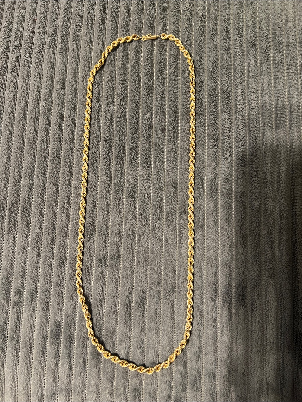 Vintage 14K Gold Rope Chain Necklace  Barrel Clasp